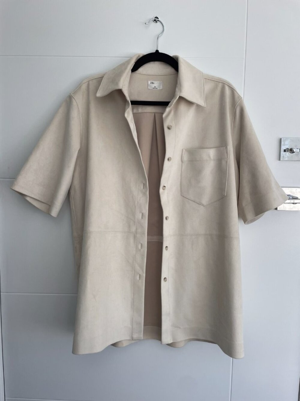 Le Fou Wilfred Funk Button-Up Faux Suede Shirt Oyster — XXS